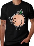 Funny Peach Butt Graphic Black T-Shirt product image 1