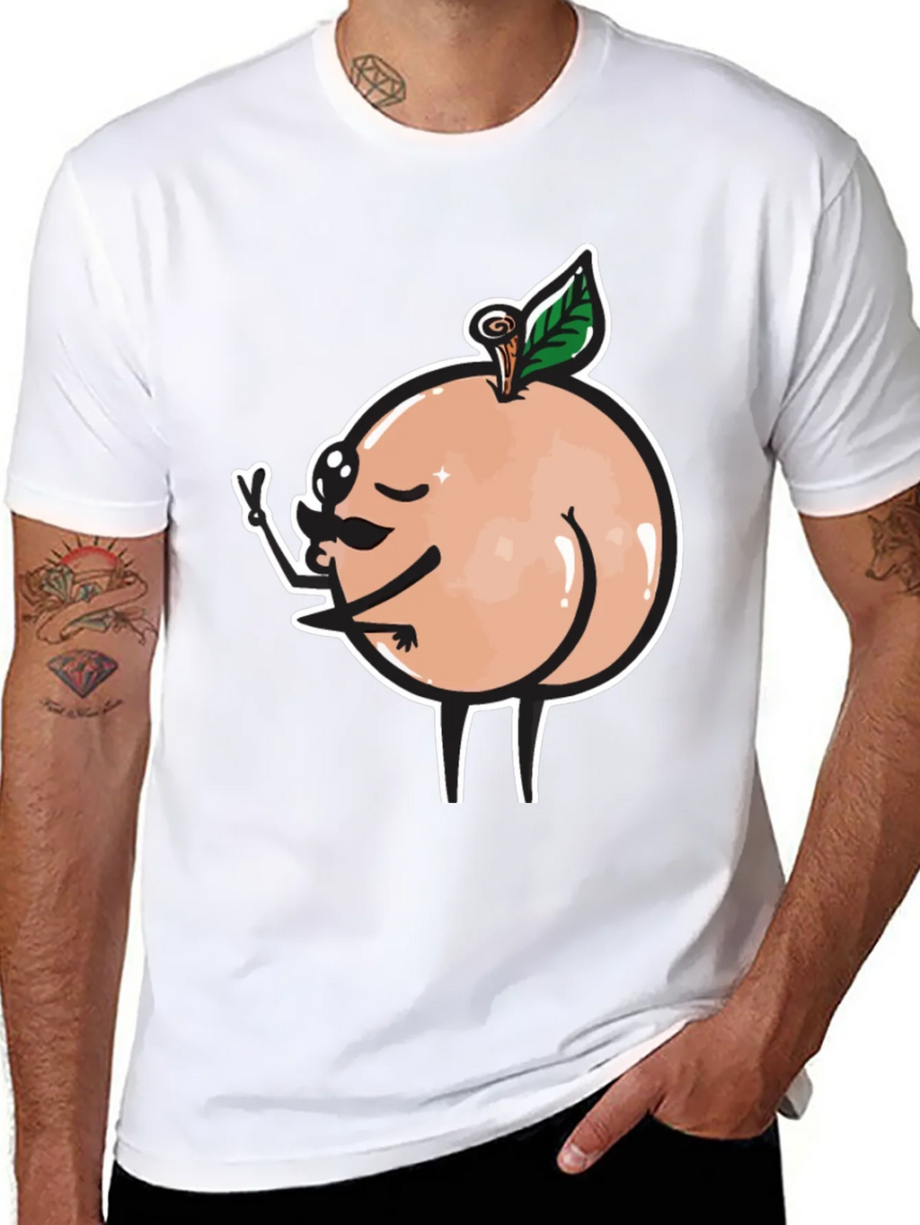 Funny Peach Butt Graphic Black T-Shirt product image 7