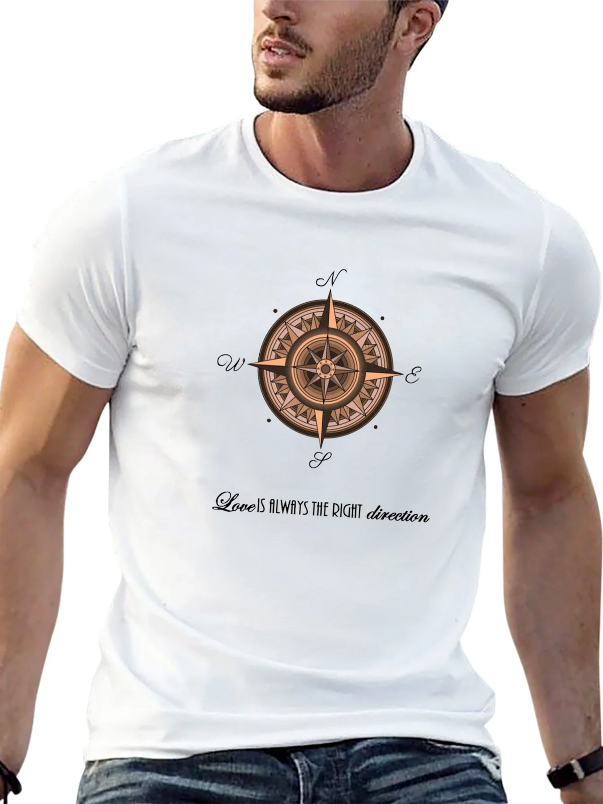 Compass Rose Graphic Mens Black T-Shirt product image 2