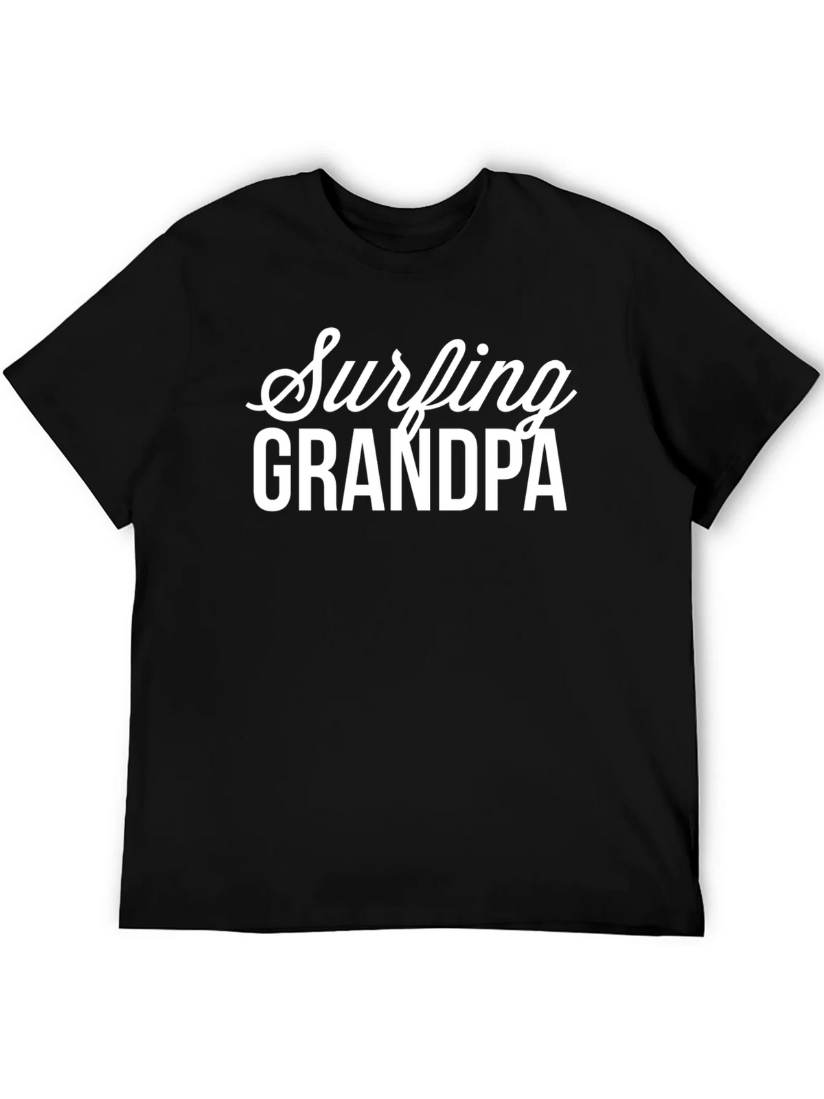 Surfing Grandpa Black Graphic T-Shirt product image 3