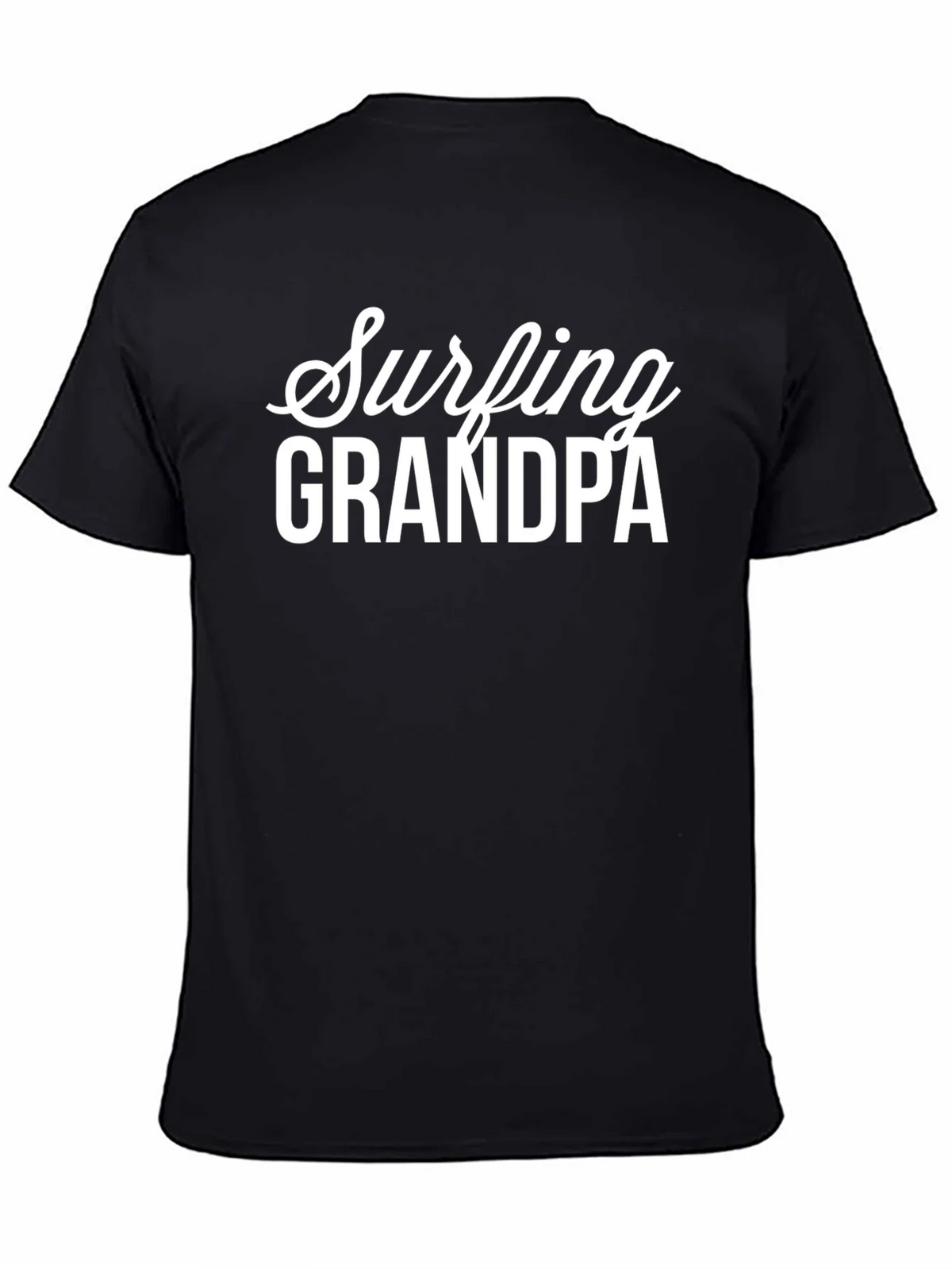 Surfing Grandpa Black Graphic T-Shirt product image 2
