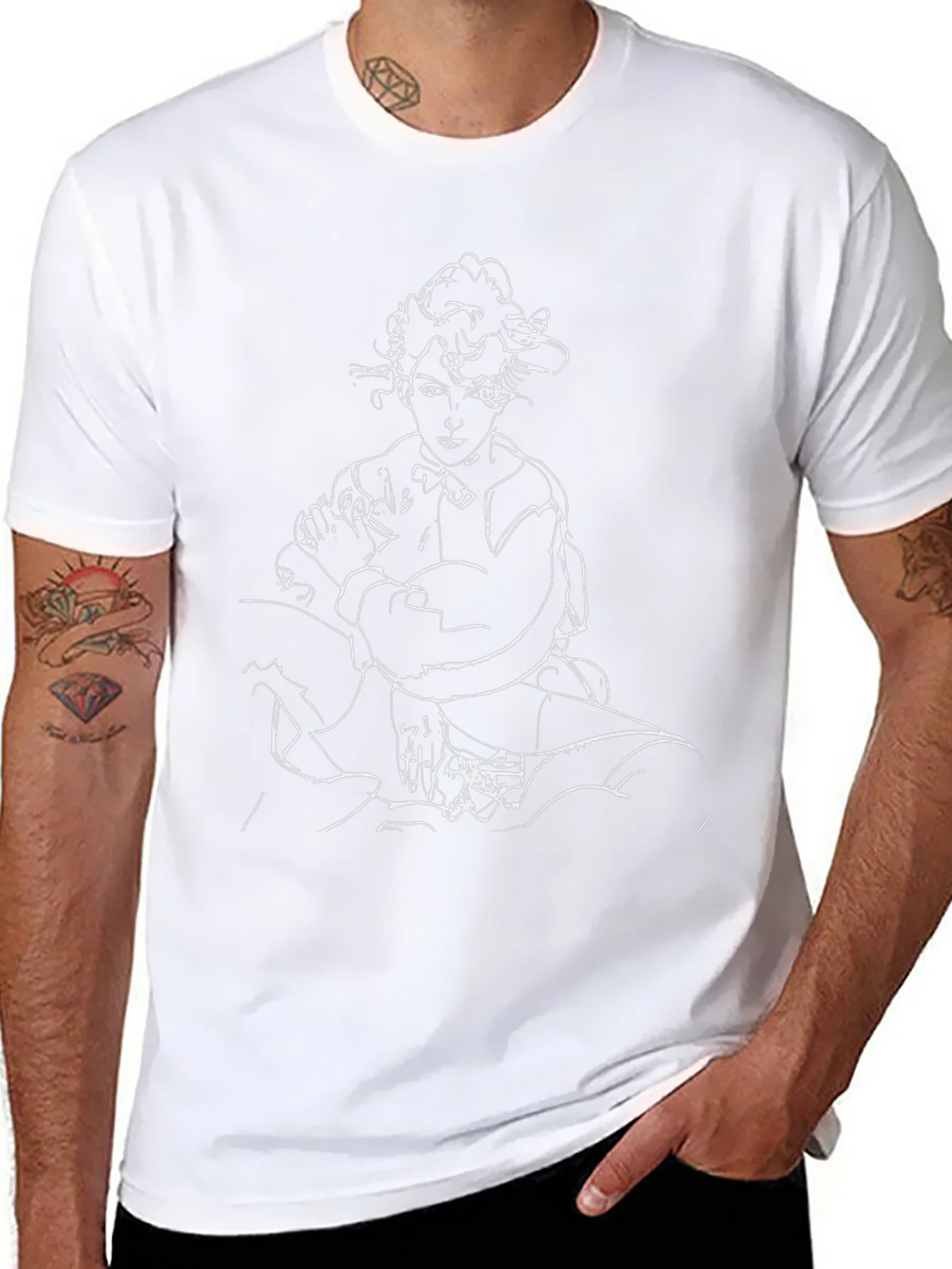 Abstract Portrait Graphic Tee - Black Cotton T-Shirt product image 7