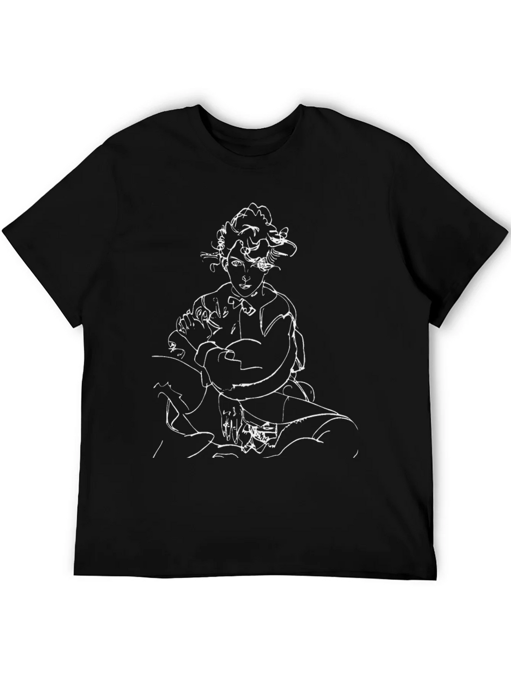 Abstract Portrait Graphic Tee - Black Cotton T-Shirt product image 5