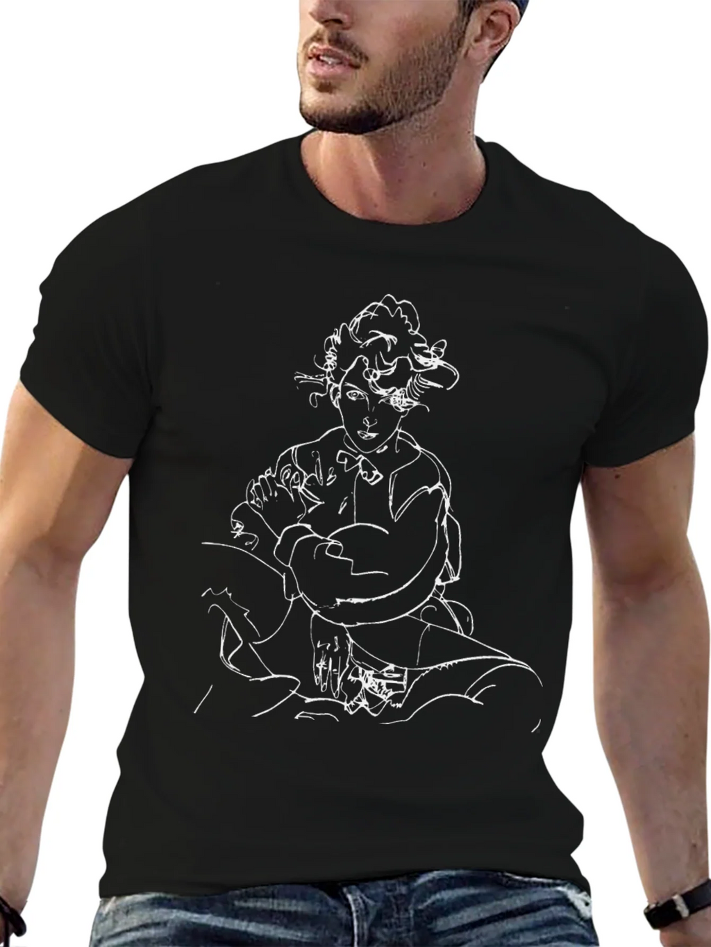 Abstract Portrait Graphic Tee - Black Cotton T-Shirt product image 6