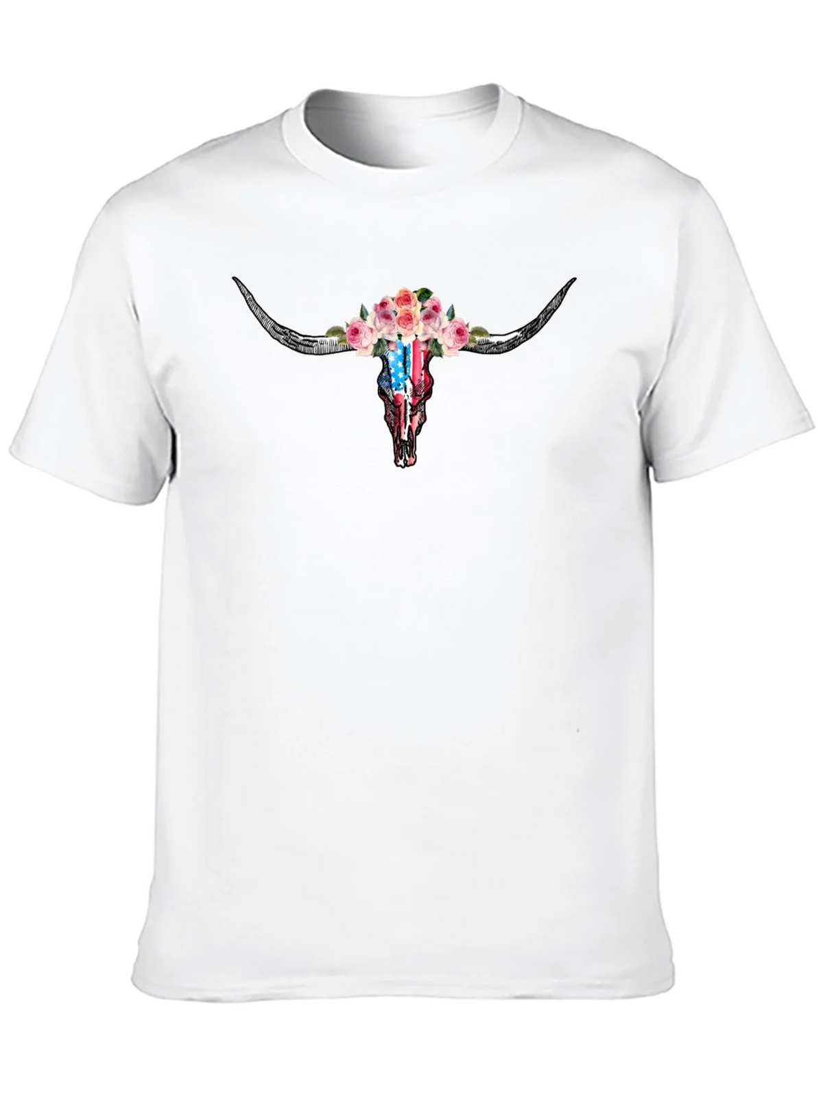 Floral Steer Skull Graphic T-Shirt product image 2