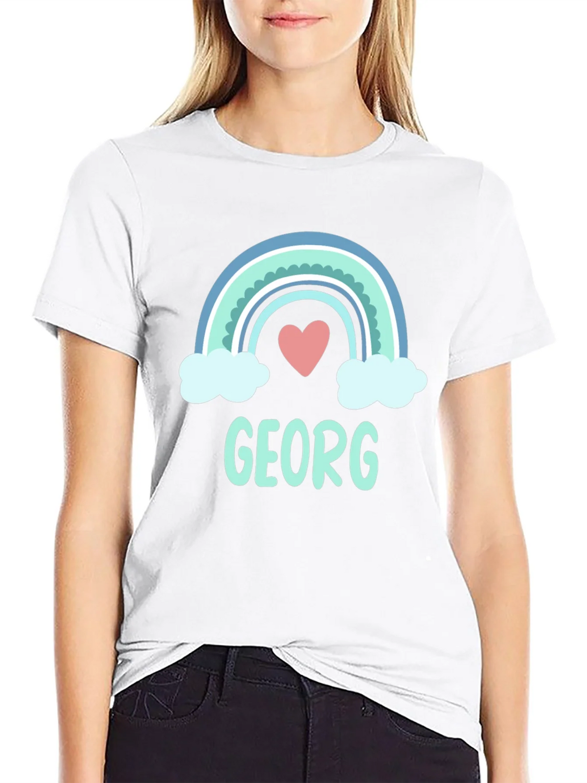 Personalized Georg Rainbow Heart T-Shirt product image 1
