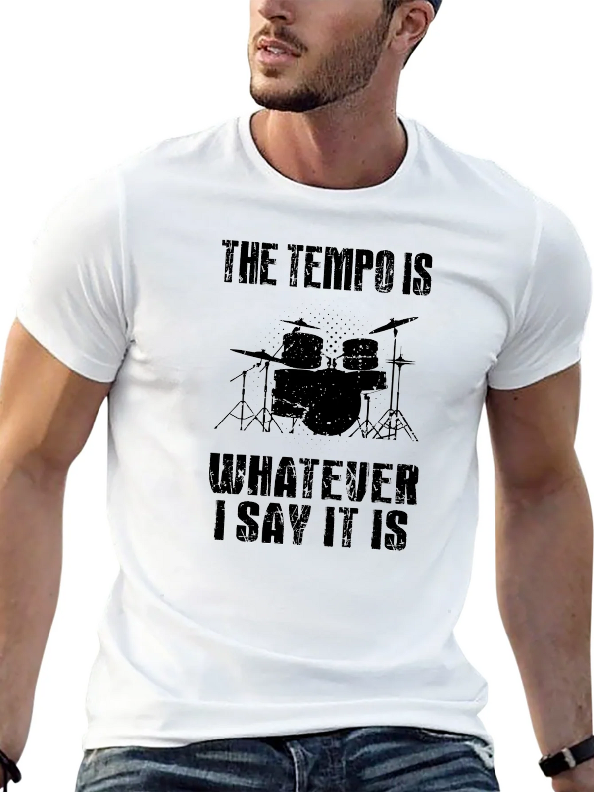 Tempo Drummer Black T-Shirt - Funny Musician Tee product image 12