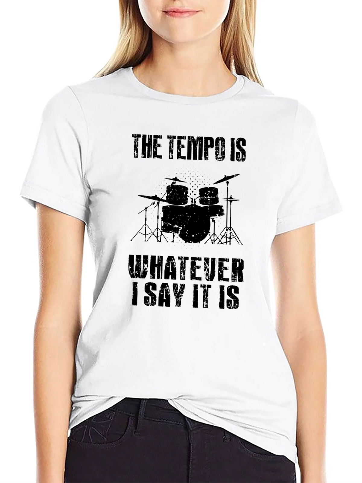Tempo Drummer Black T-Shirt - Funny Musician Tee product image 8