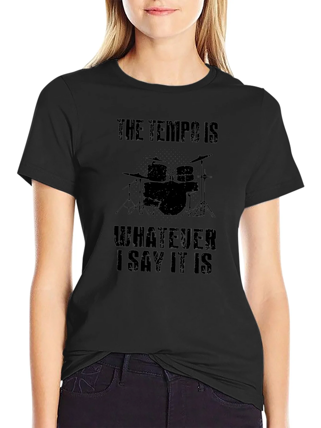 Tempo Drummer Black T-Shirt - Funny Musician Tee product image 2