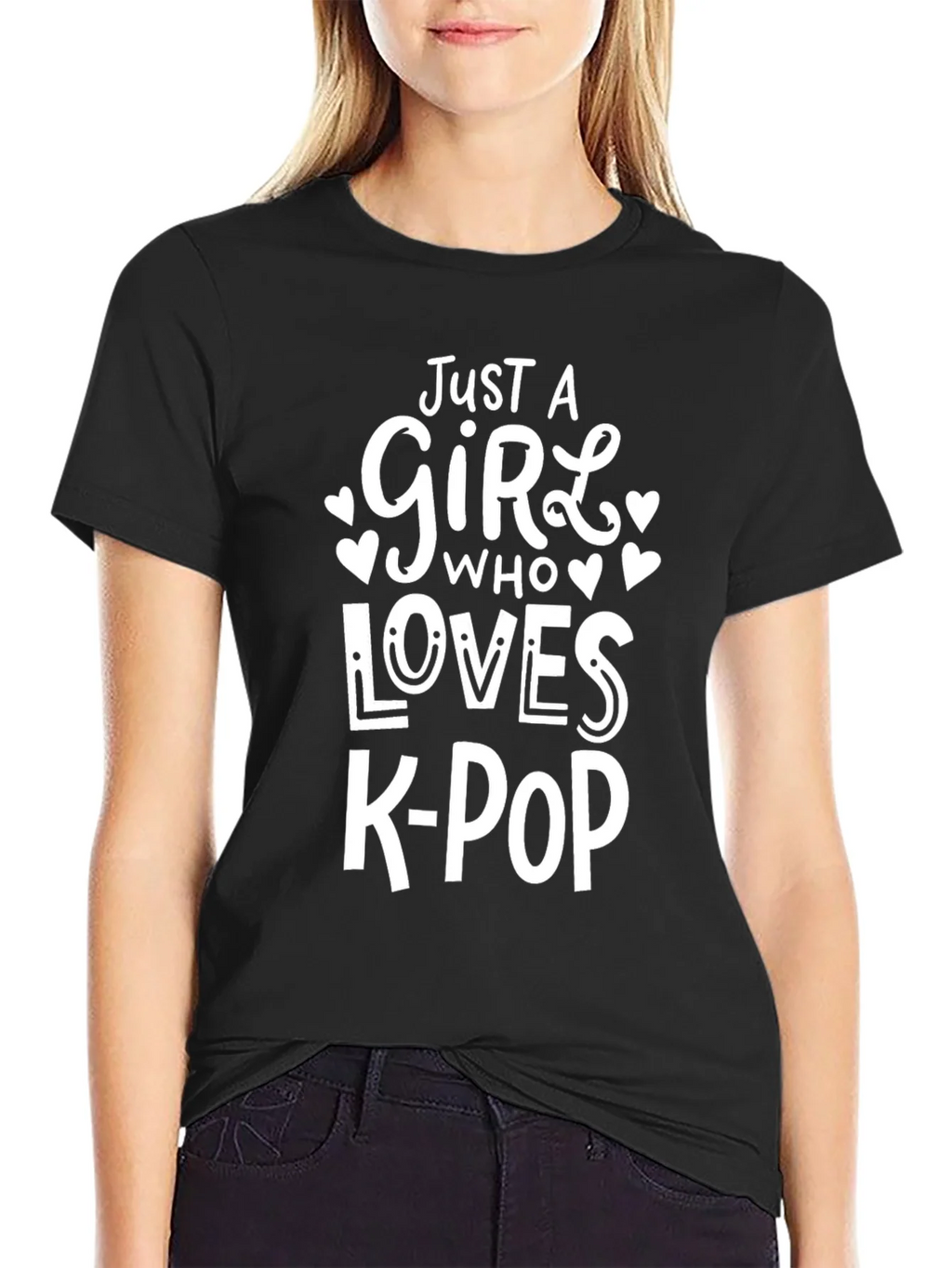 Just A Girl Who Loves K-Pop Black T-Shirt product image 1