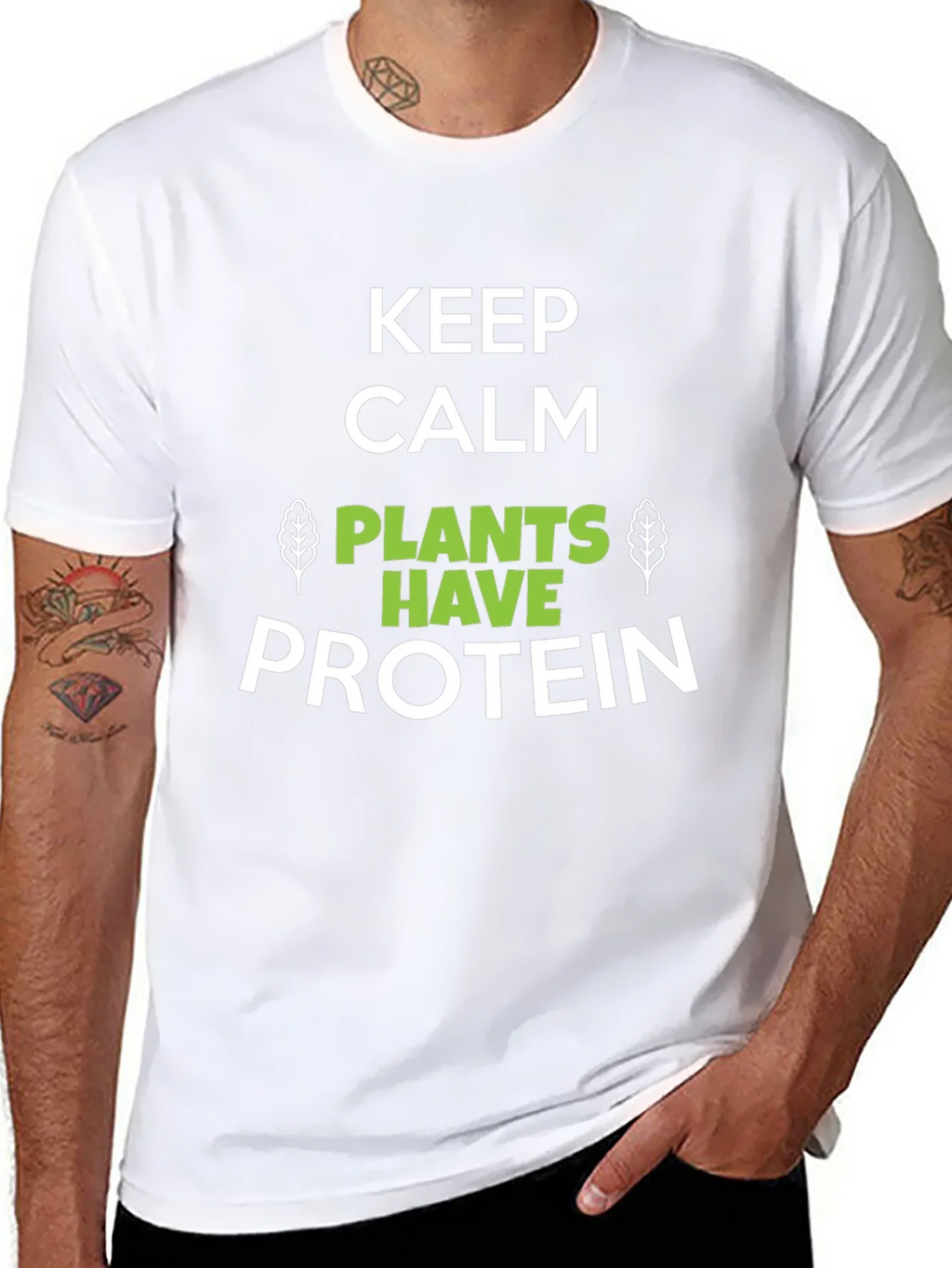 Keep Calm Plants Have Protein Graphic T-Shirt product image 3