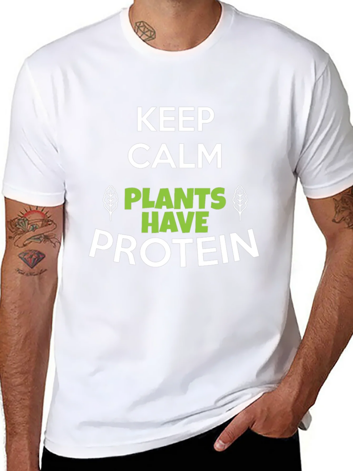 Keep Calm Plants Have Protein Graphic T-Shirt product image 3