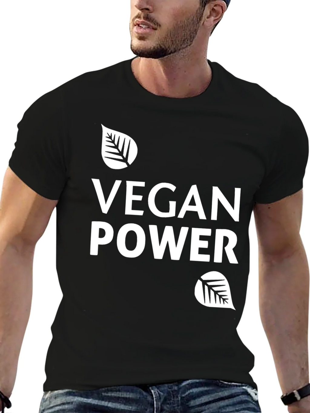 Vegan Power T-Shirt - Black Graphic Tee product image 6
