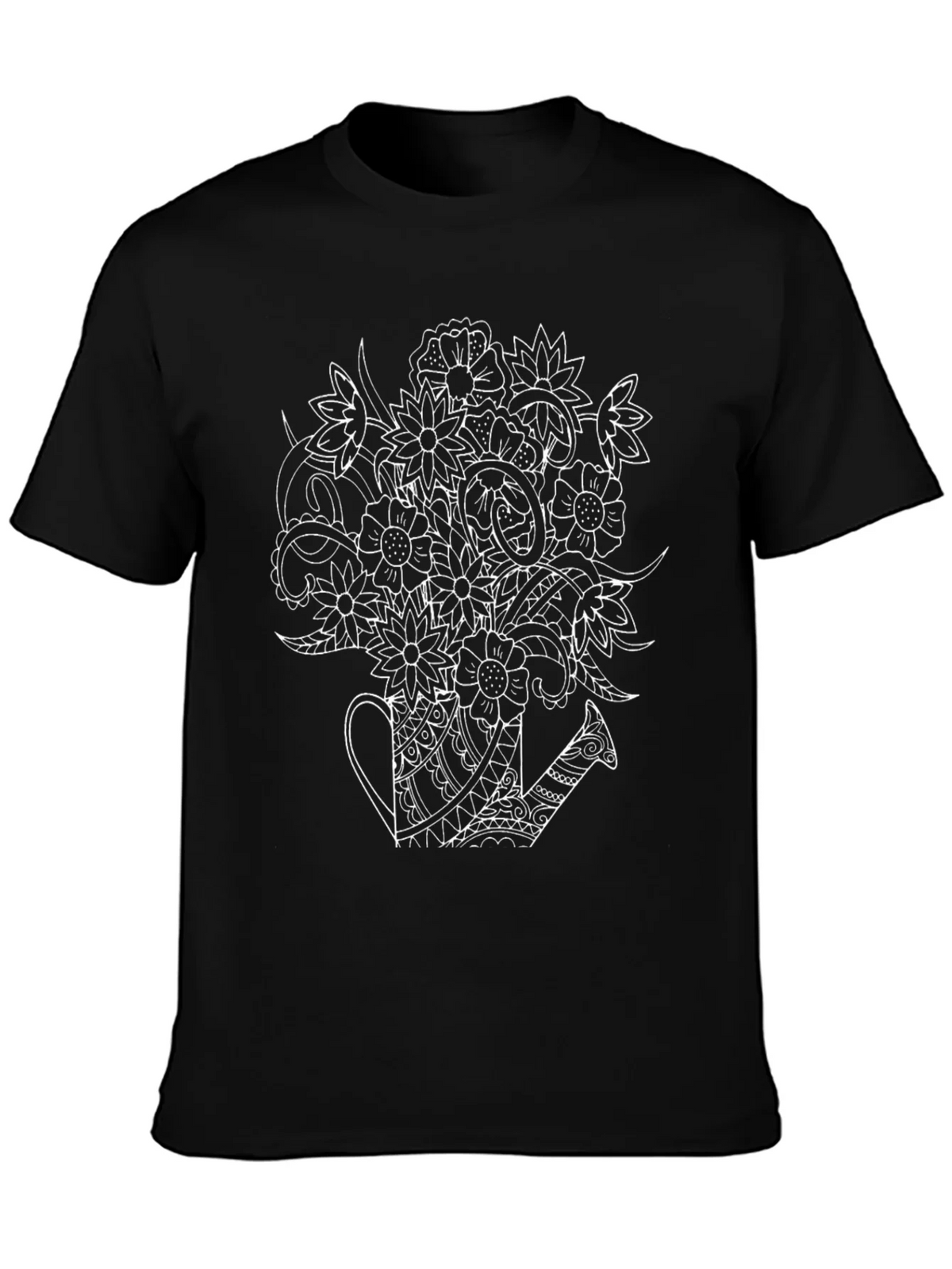 Floral Watering Can Graphic T-Shirt - Black product image 3