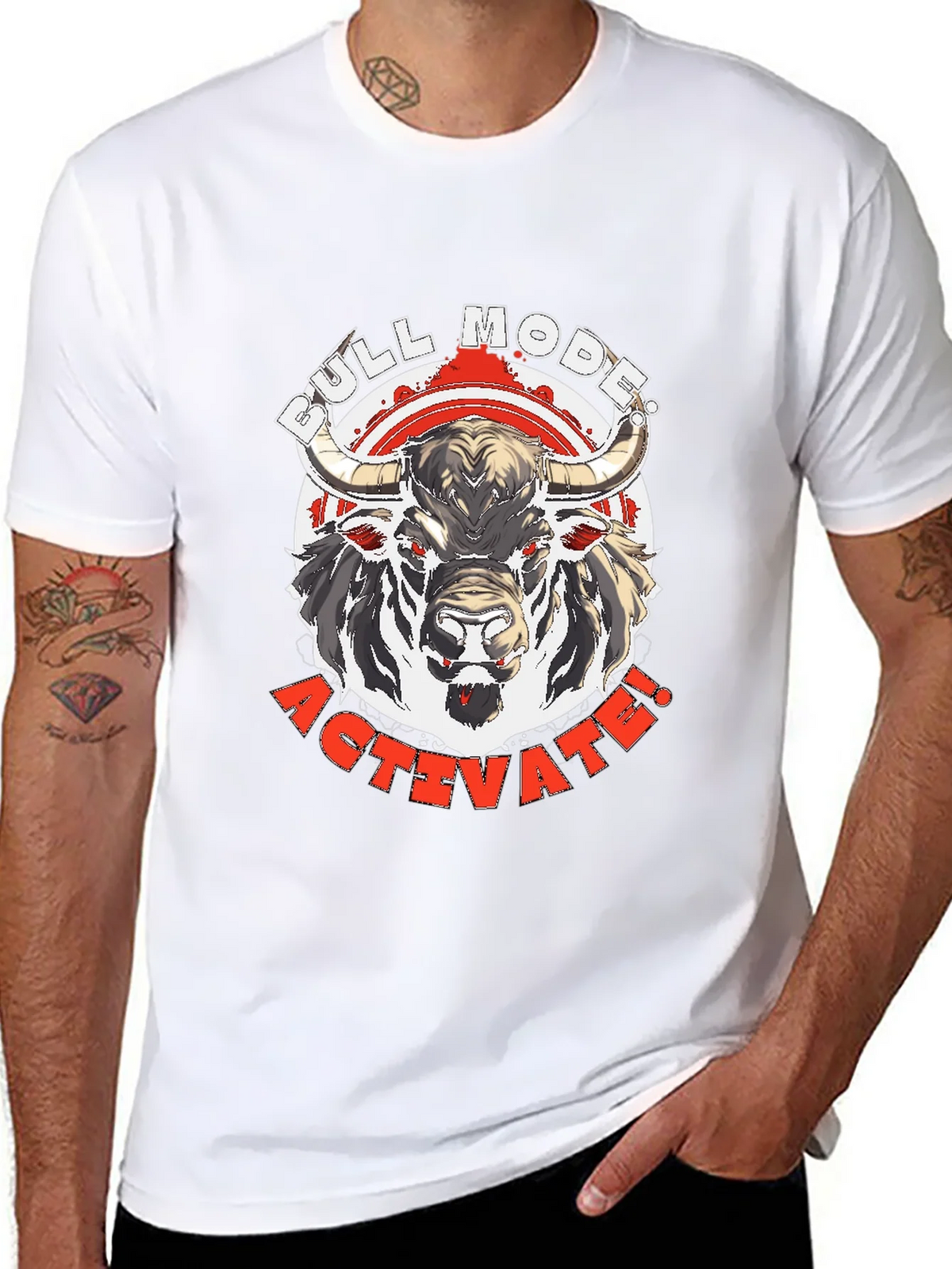 Bull Mode Activate Graphic Tee - Black Cotton T-Shirt product image 1