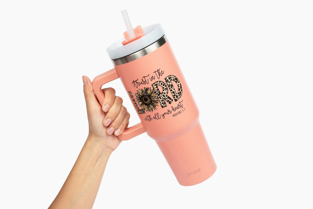 Trust in the Lord Leopard 40oz Tumbler w/ Handle