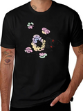 Cartoon Cloud Print Black T-Shirt product image 1
