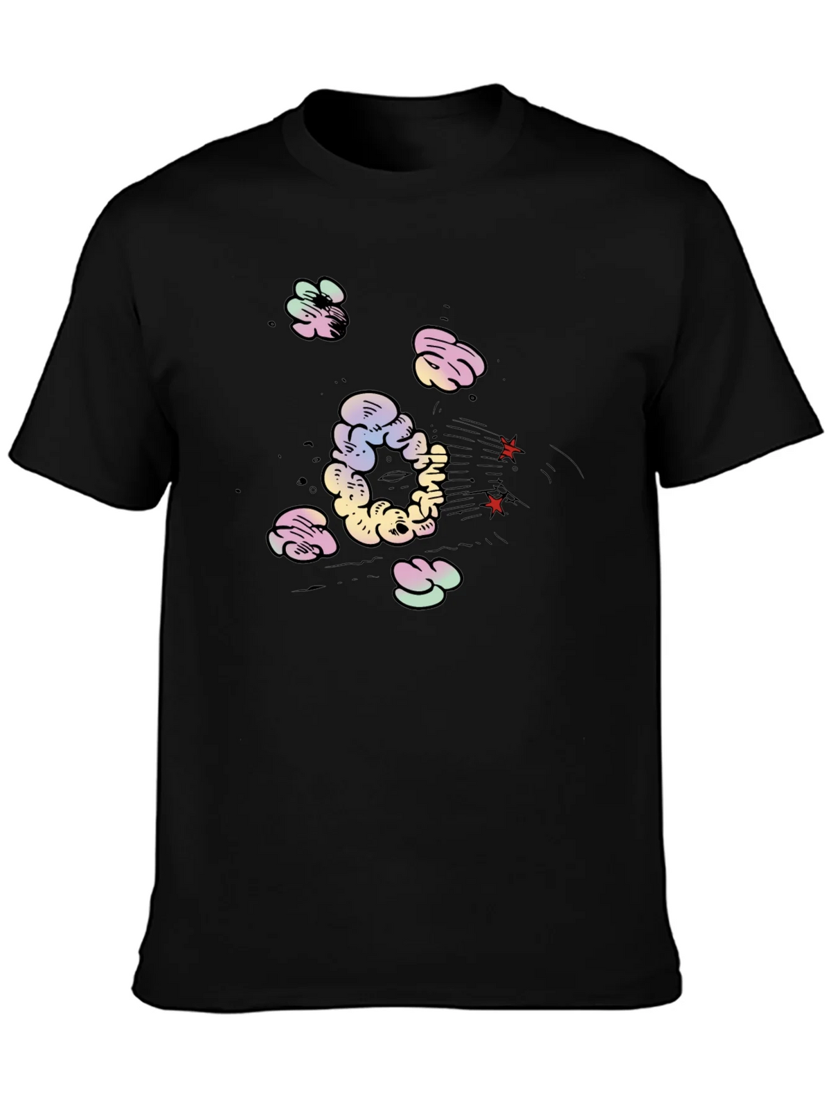 Cartoon Cloud Print Black T-Shirt product image 3