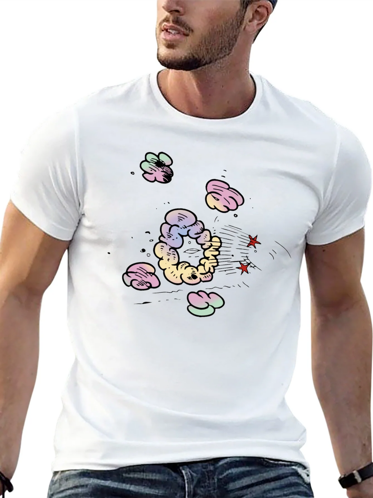Cartoon Cloud Print Black T-Shirt product image 12