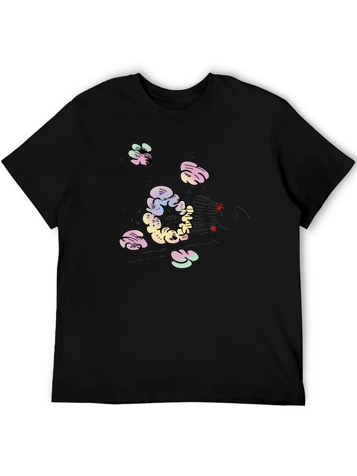 Cartoon Cloud Print Black T-Shirt product image 5