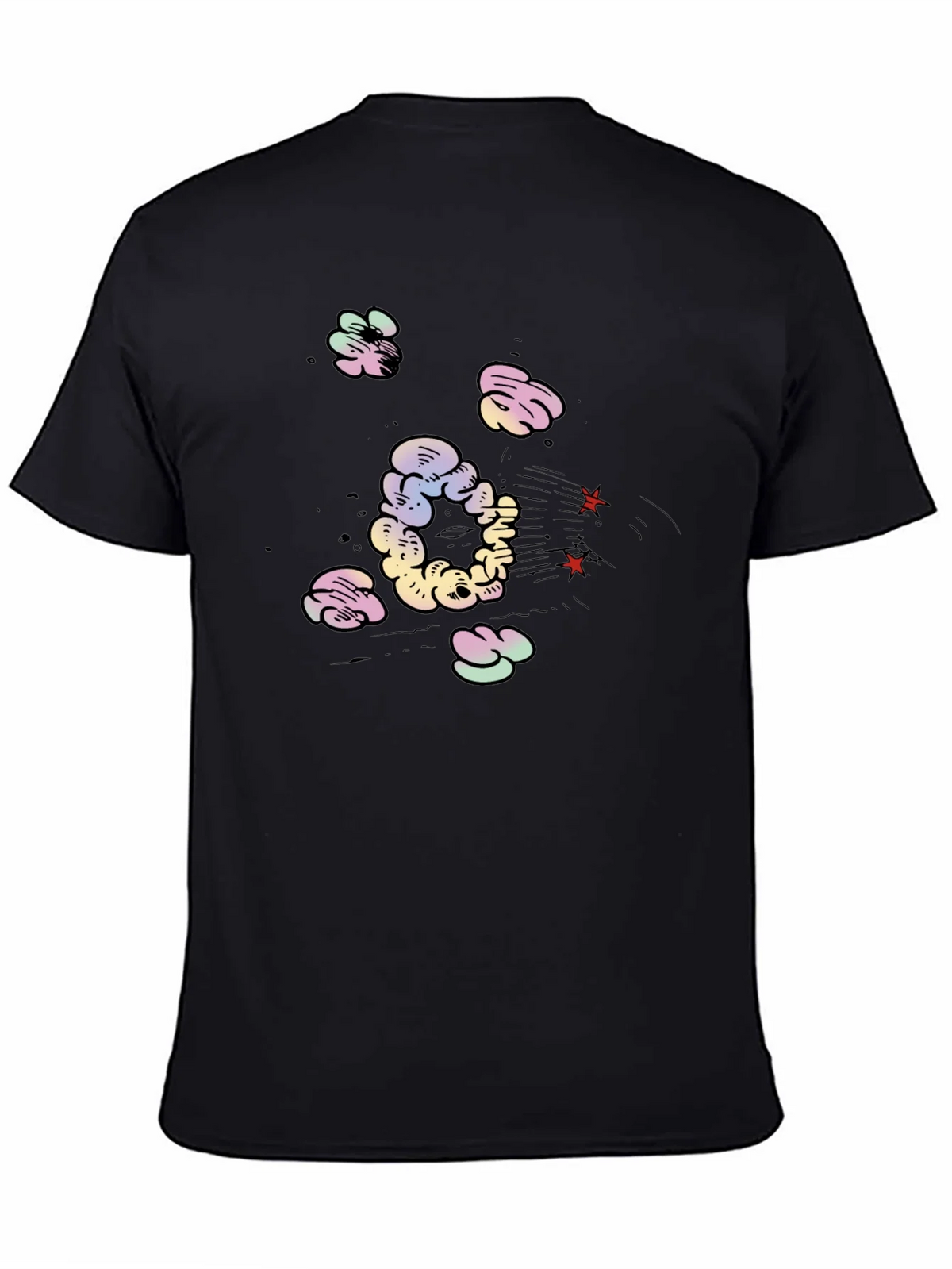 Cartoon Cloud Print Black T-Shirt product image 4