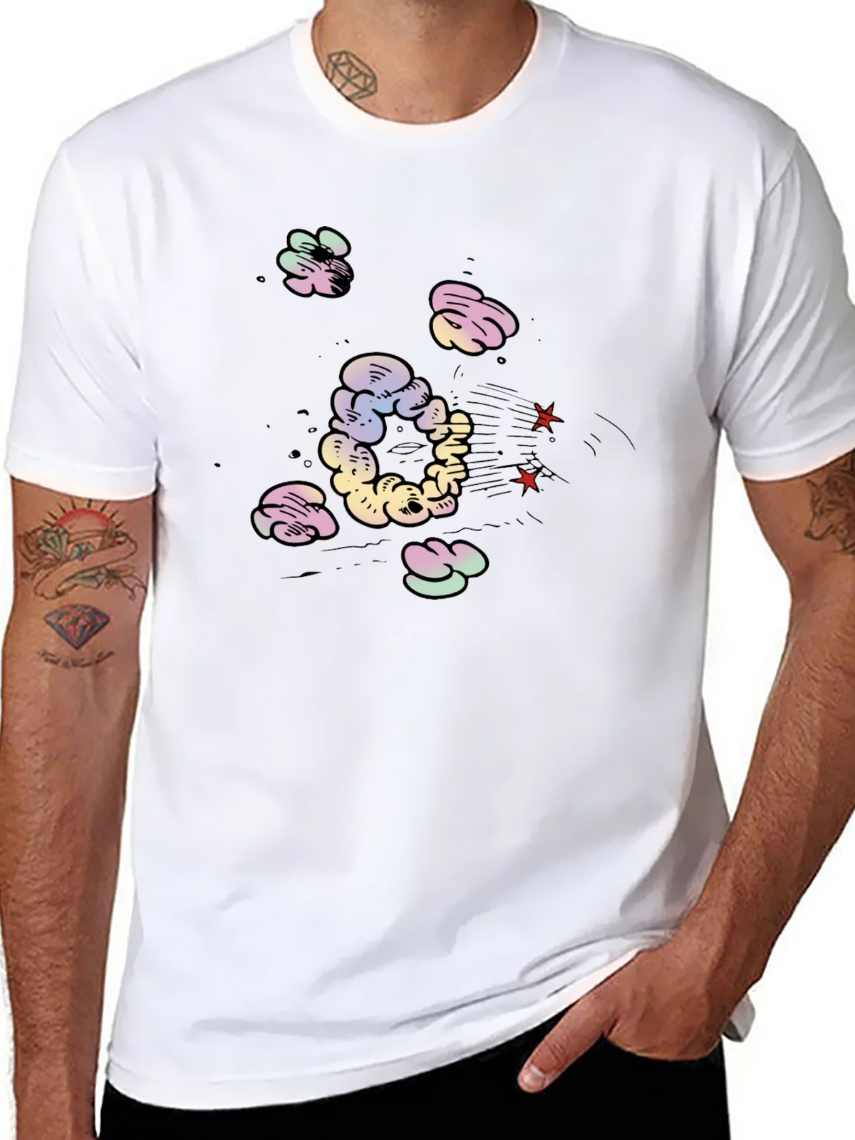 Cartoon Cloud Print Black T-Shirt product image 7