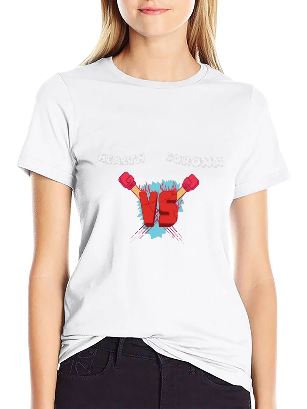 Health Vs Corona Black T-Shirt product image 8