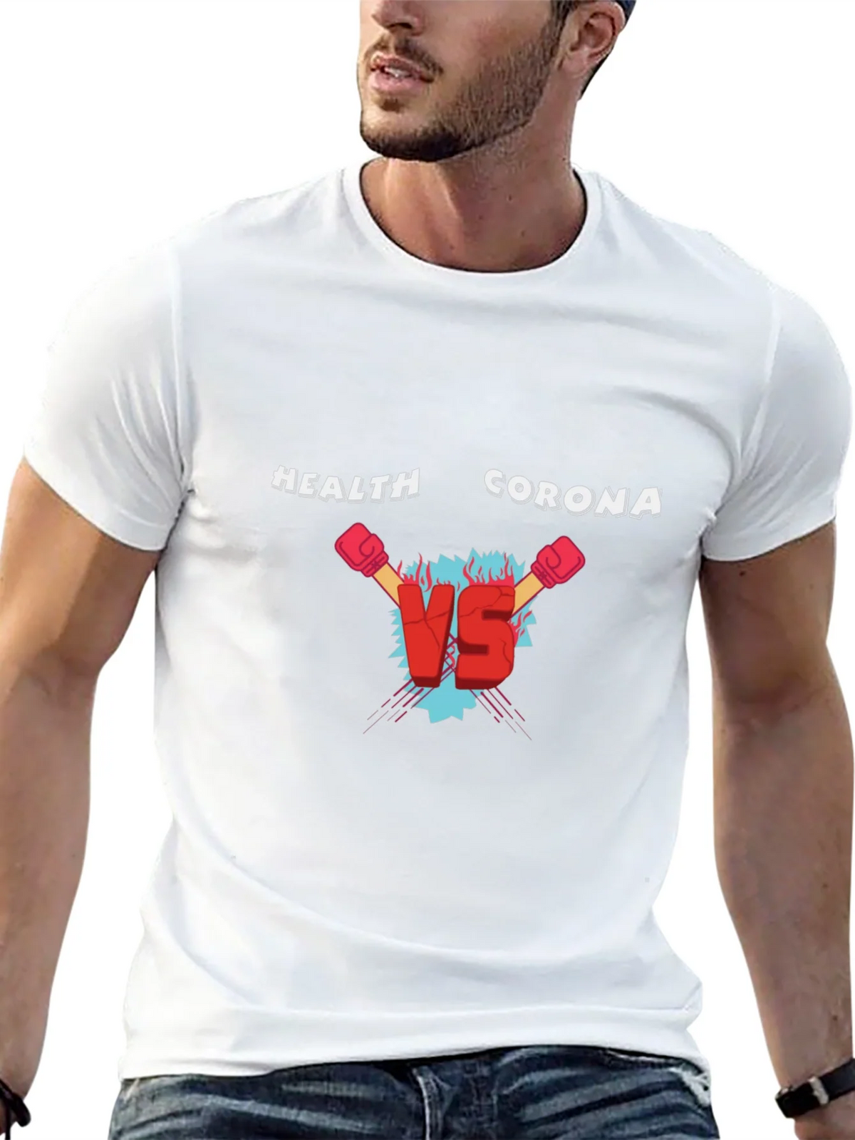 Health Vs Corona Black T-Shirt product image 12