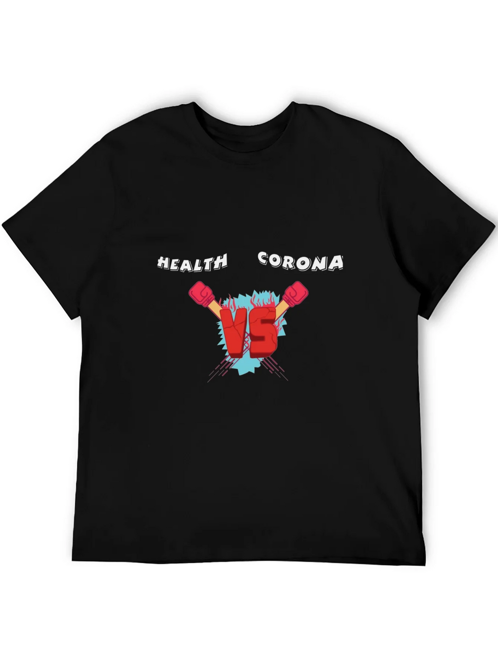 Health Vs Corona Black T-Shirt product image 5