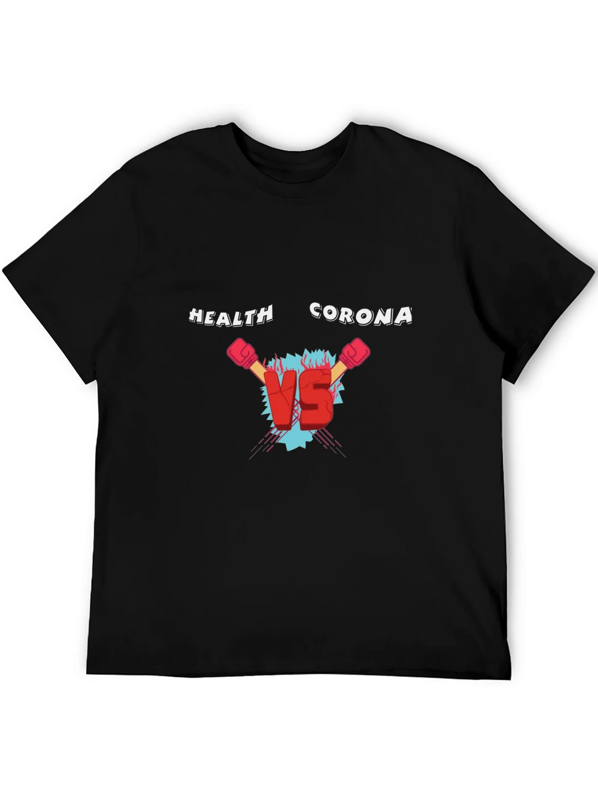 Health Vs Corona Black T-Shirt product image 5