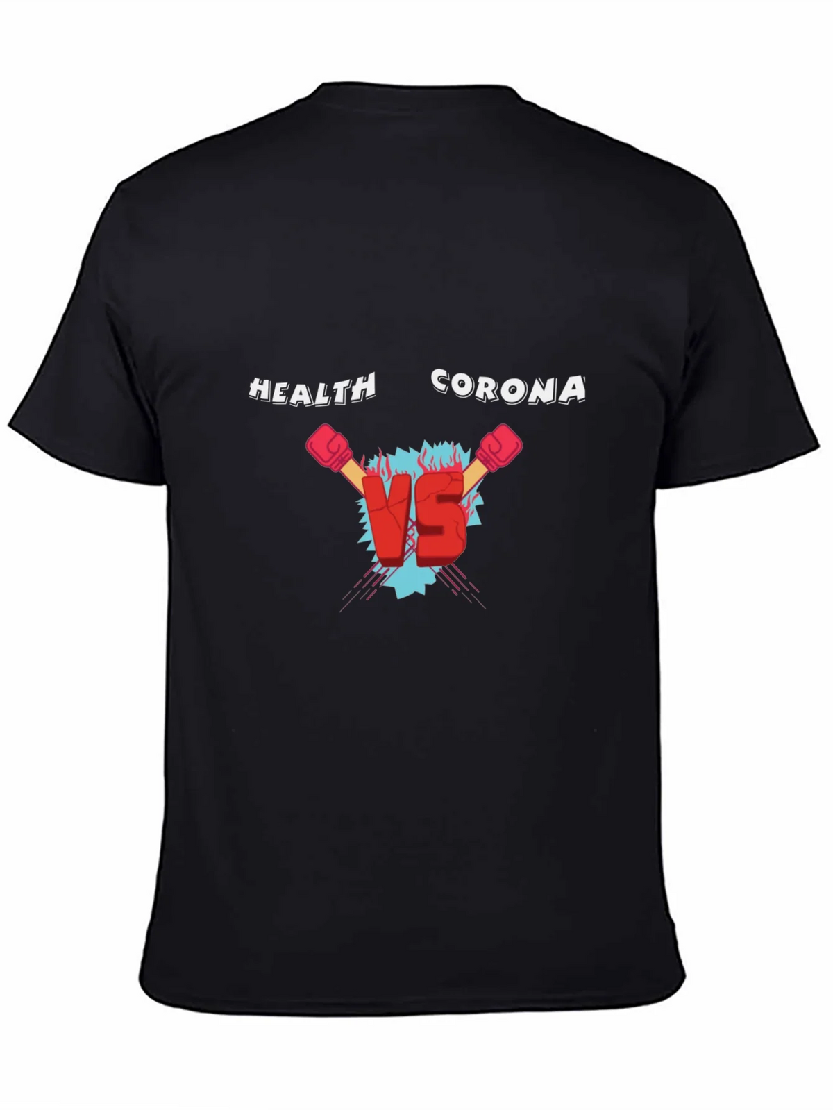 Health Vs Corona Black T-Shirt product image 4