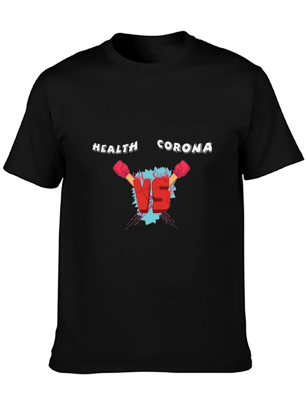 Health Vs Corona Black T-Shirt product image 3