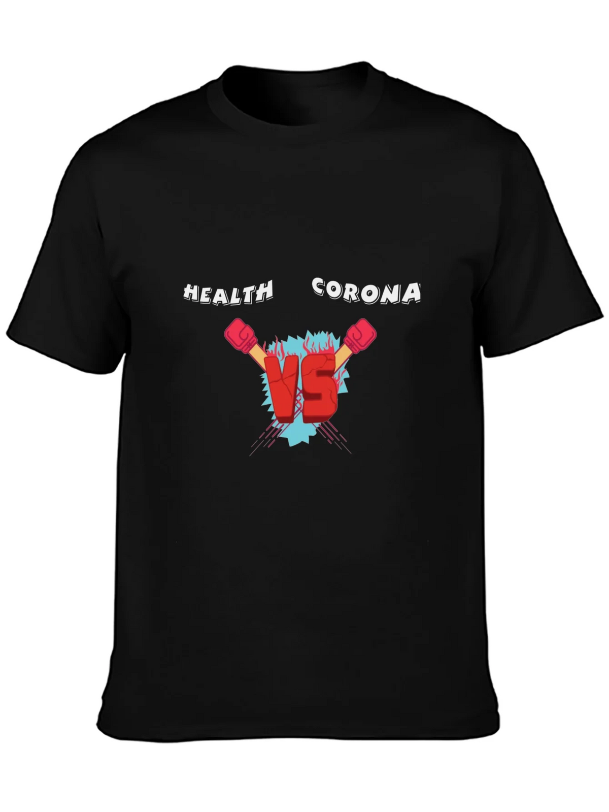 Health Vs Corona Black T-Shirt product image 3