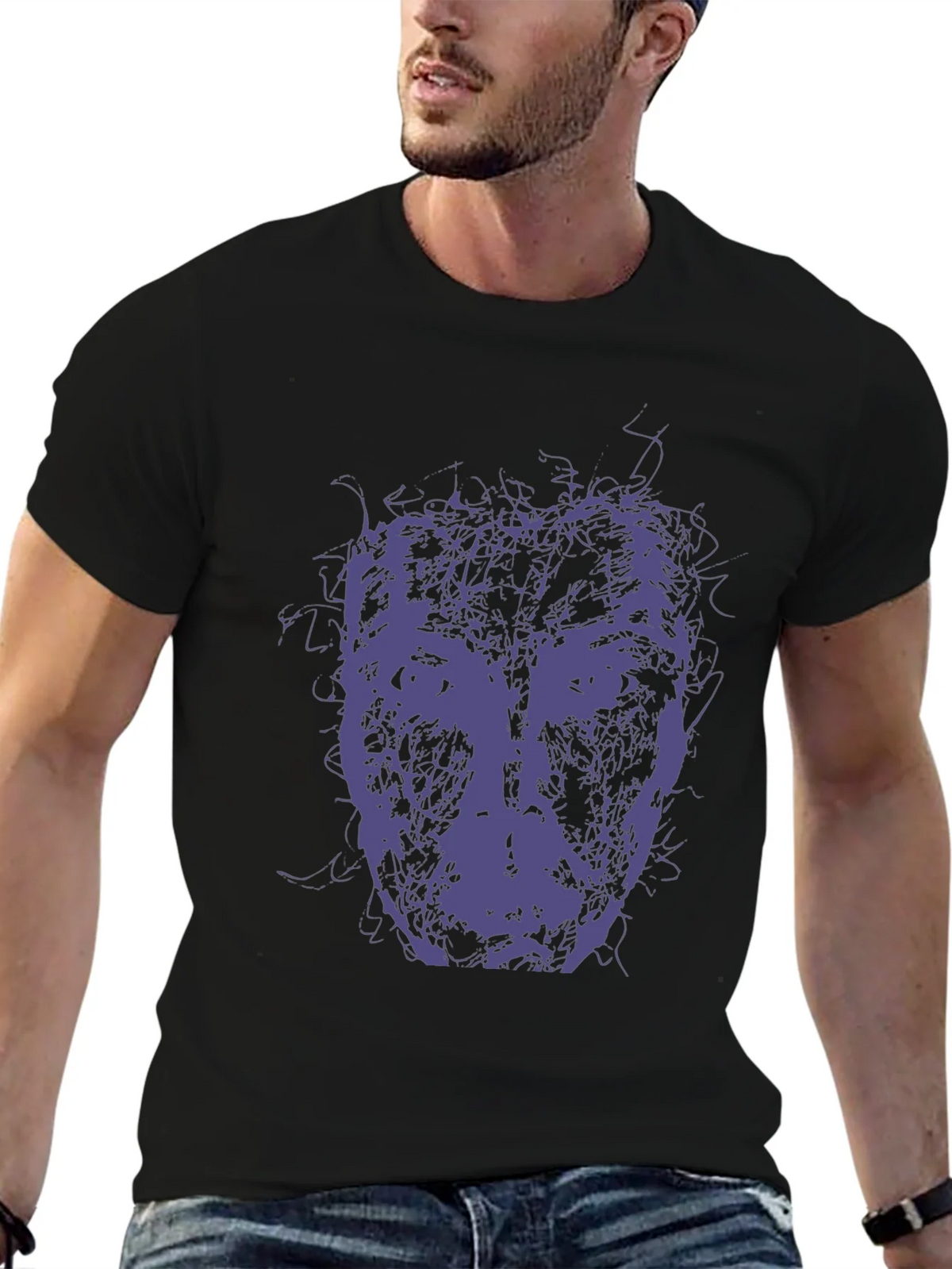 Abstract Face Graphic Tee - Modern Art Style T-Shirt product image 6