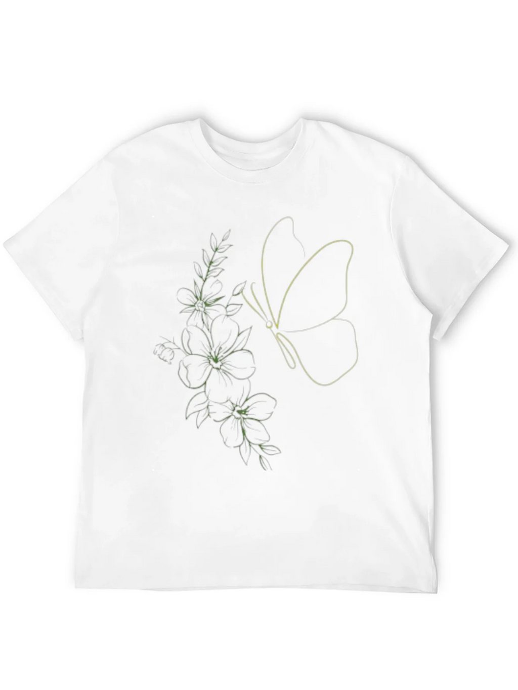 Black Tee with Butterfly & Floral Line Art Design product image 11