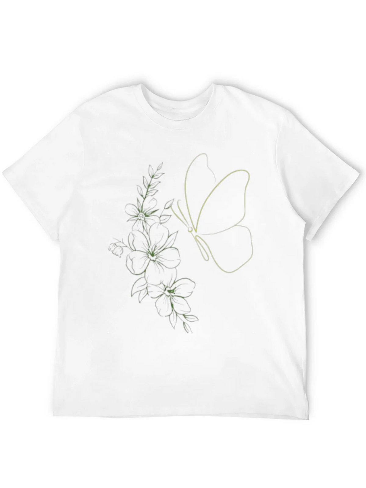Black Tee with Butterfly & Floral Line Art Design product image 11