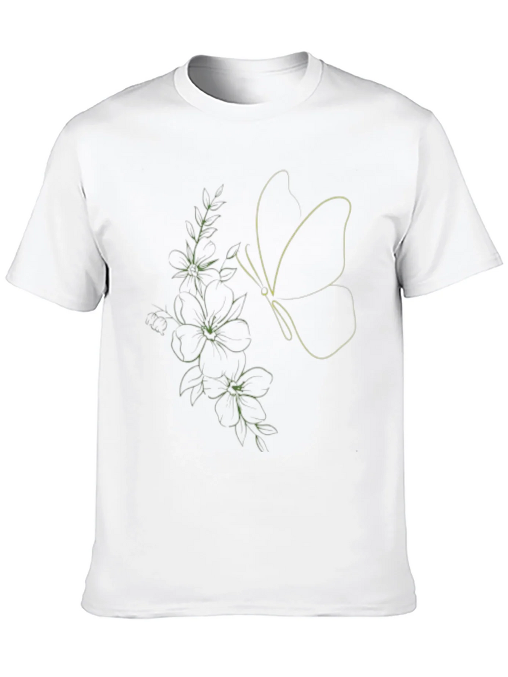 Black Tee with Butterfly & Floral Line Art Design product image 9