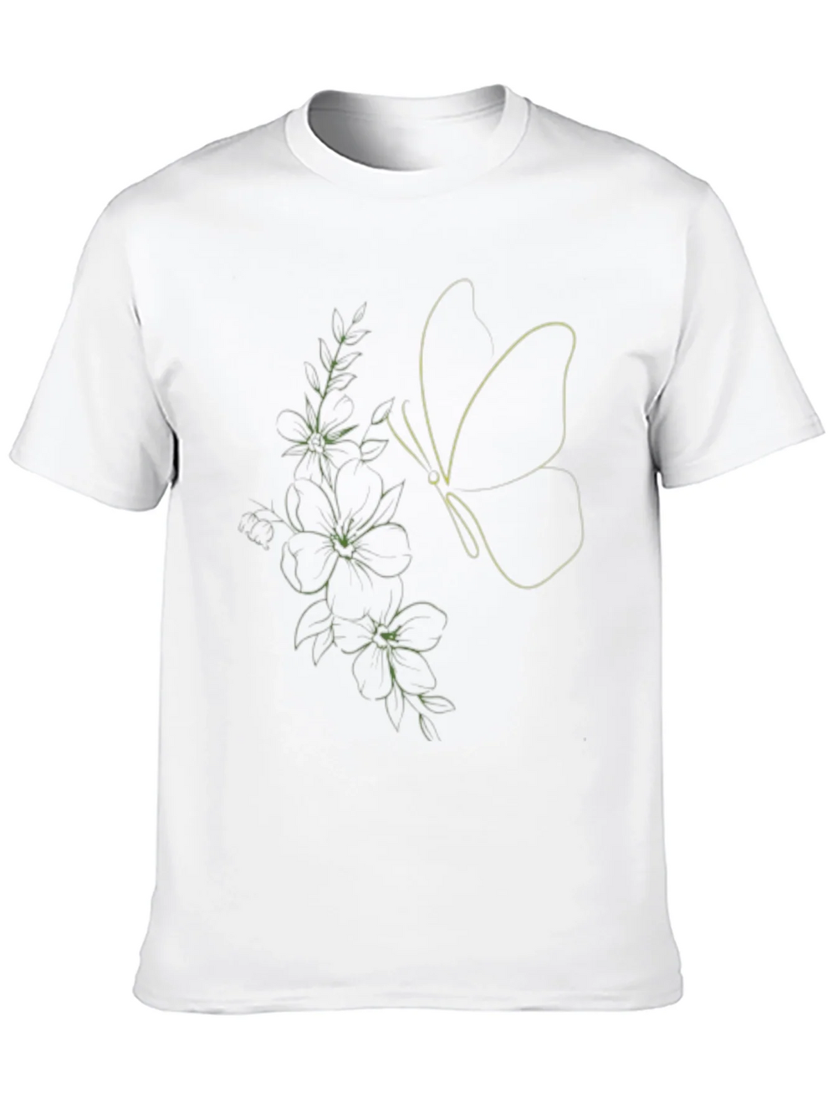 Black Tee with Butterfly & Floral Line Art Design product image 9