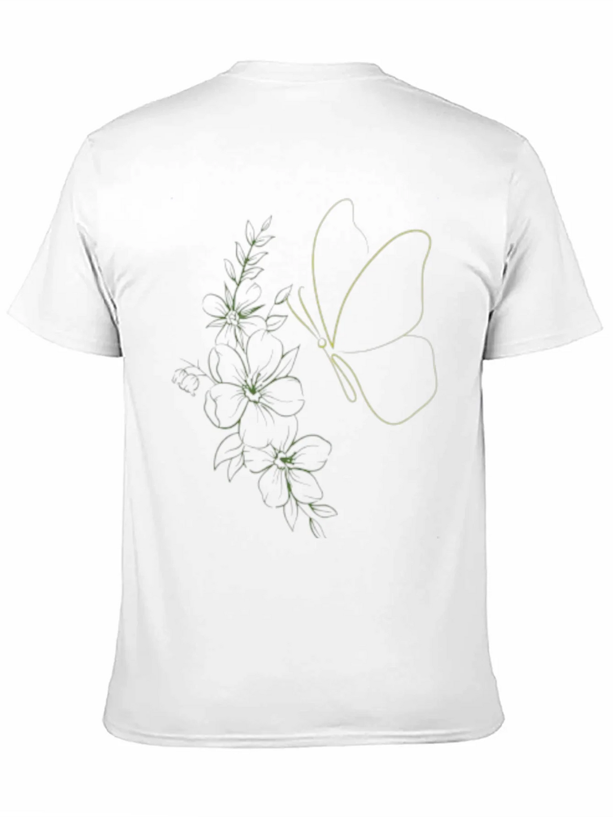 Black Tee with Butterfly & Floral Line Art Design product image 10