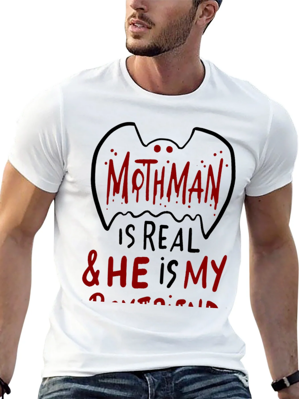 Mothman Is Real Black Graphic Tee product image 6