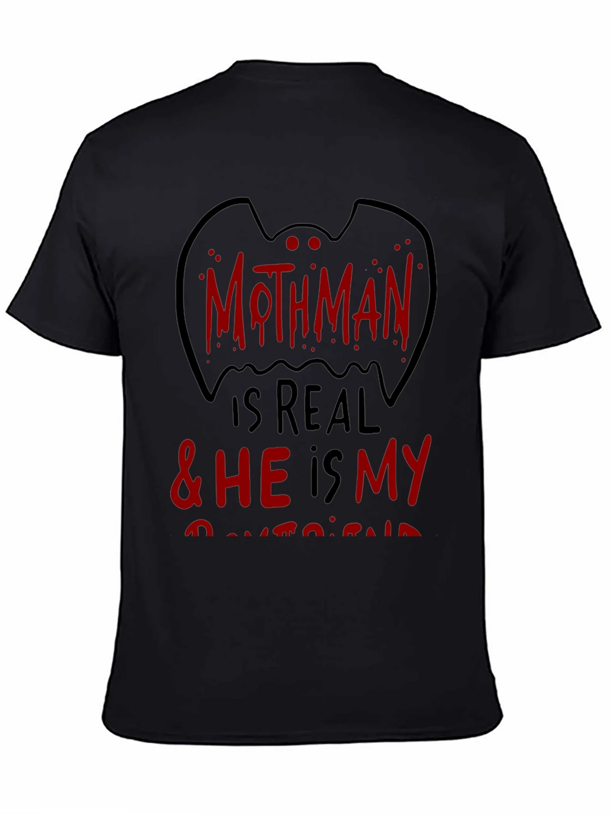 Mothman Is Real Black Graphic Tee product image 3