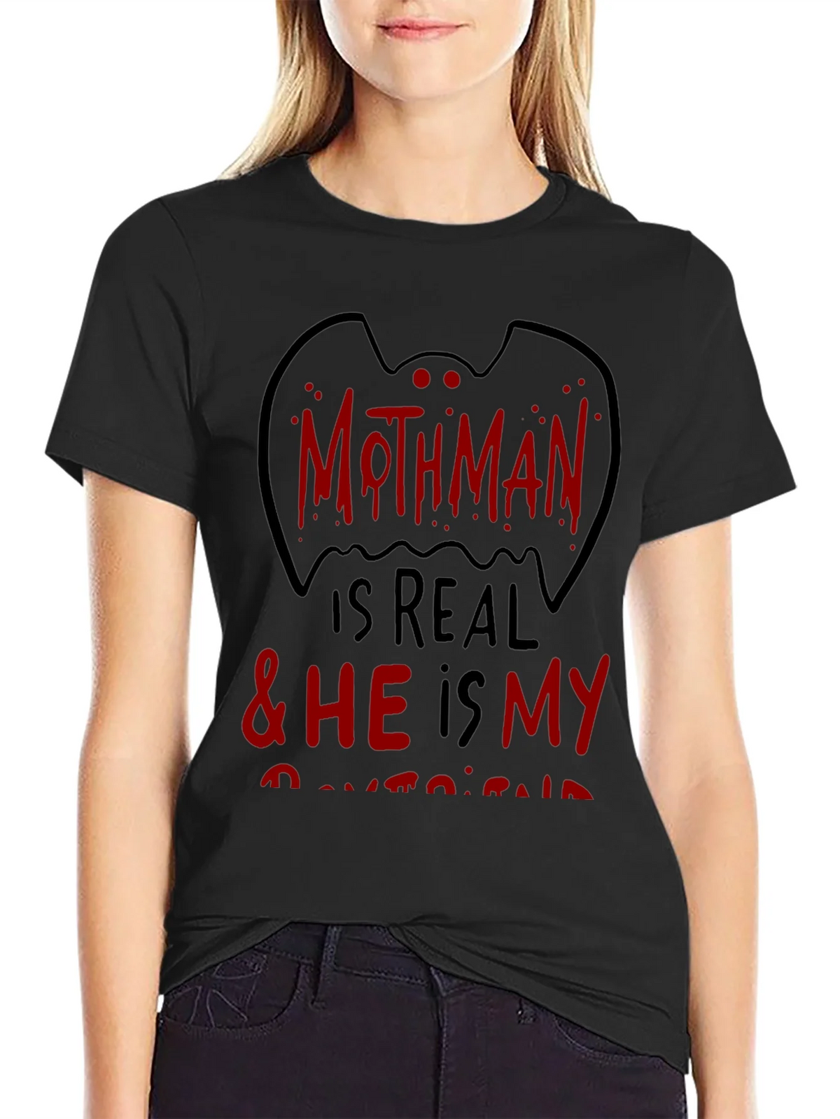 Mothman Is Real Black Graphic Tee product image 2