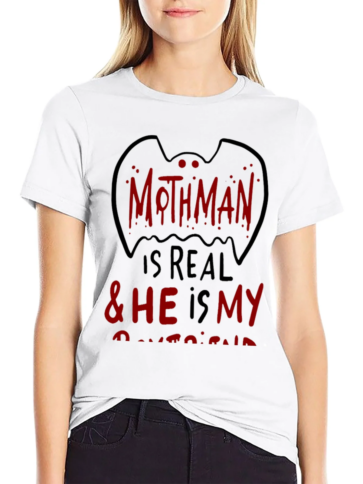 Mothman Is Real Black Graphic Tee product image 5