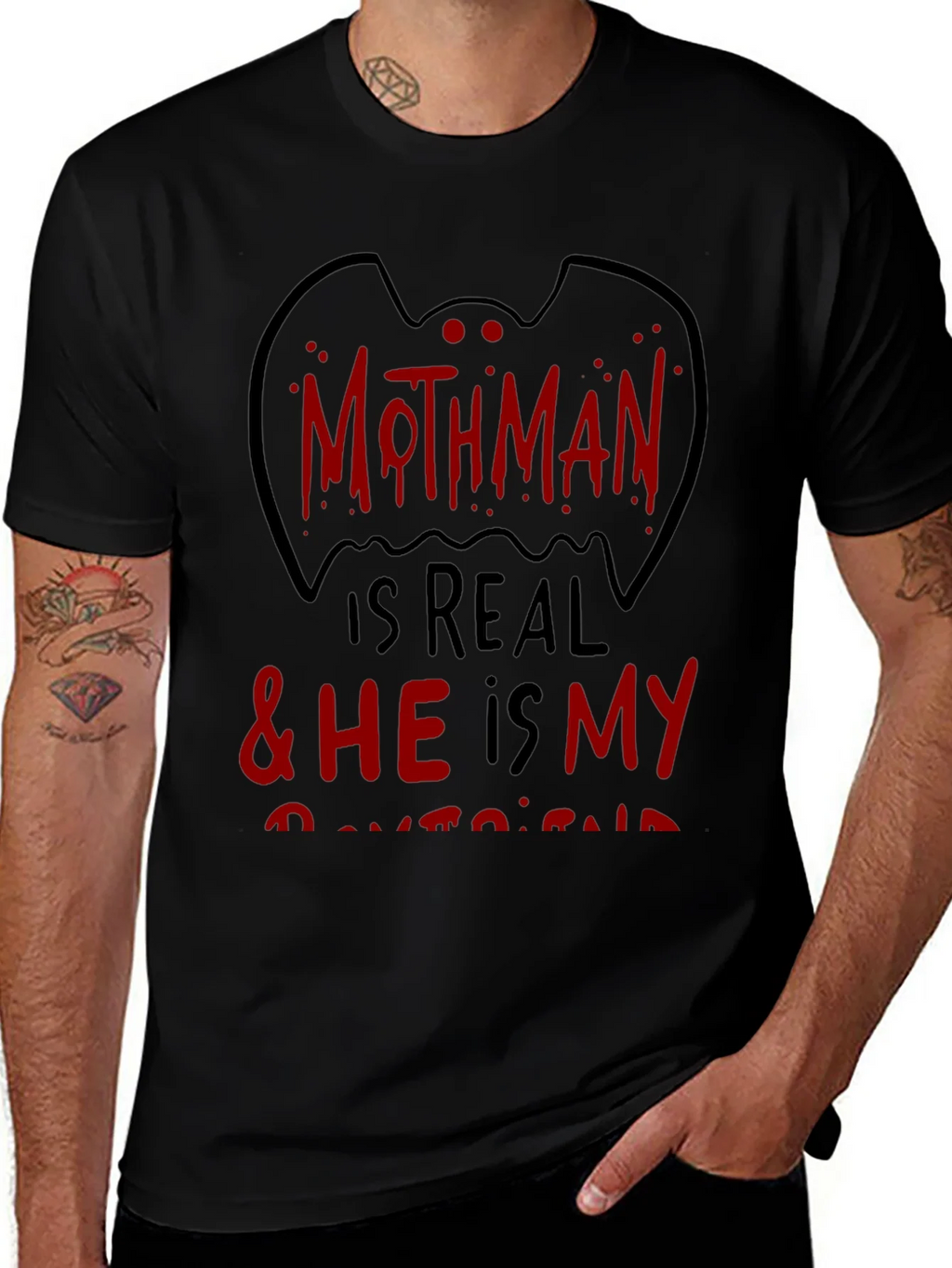 Mothman Is Real Black Graphic Tee product image 1