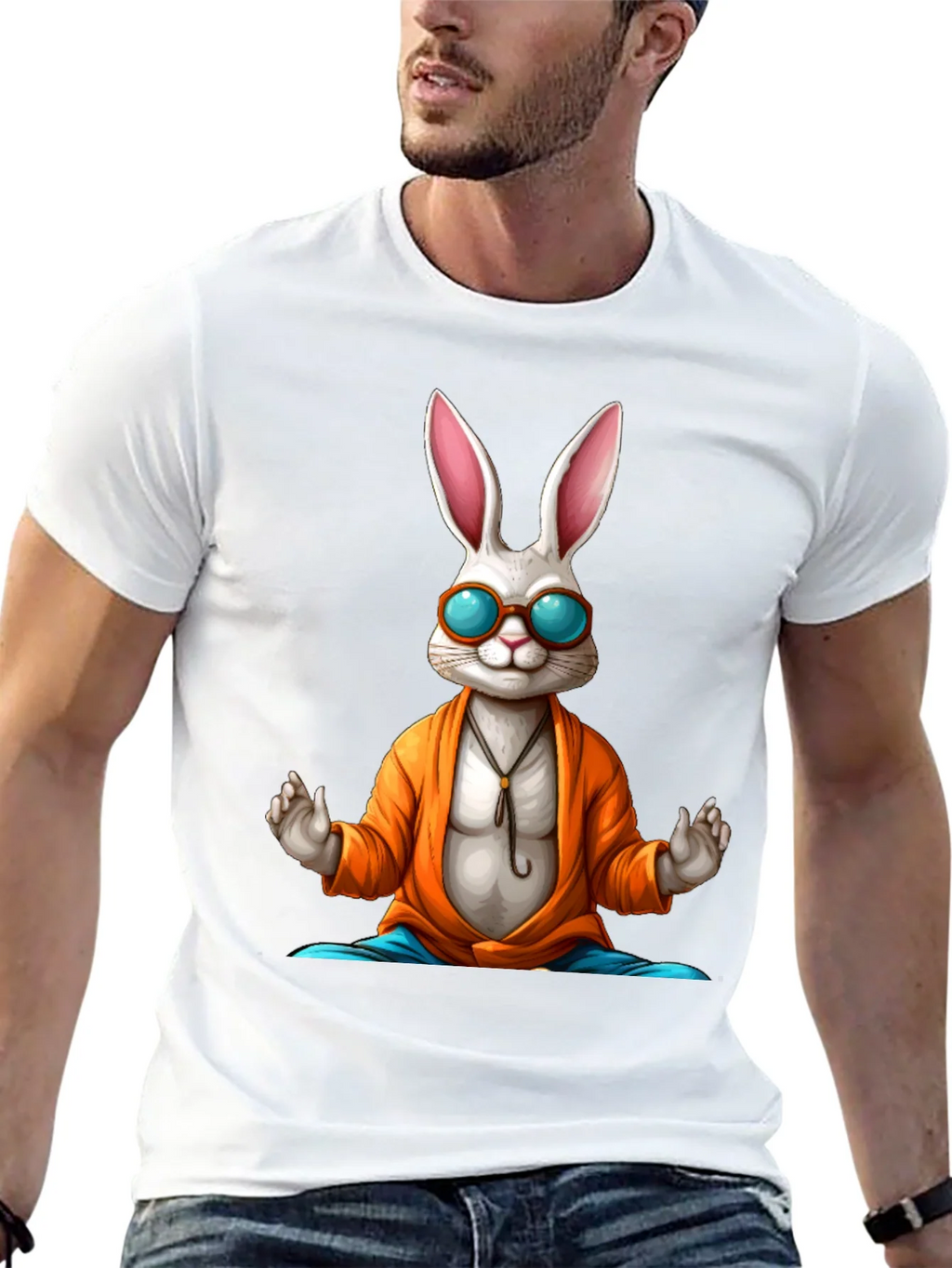 Zen Rabbit Tee - Meditating Hare Graphic T-Shirt product image 4