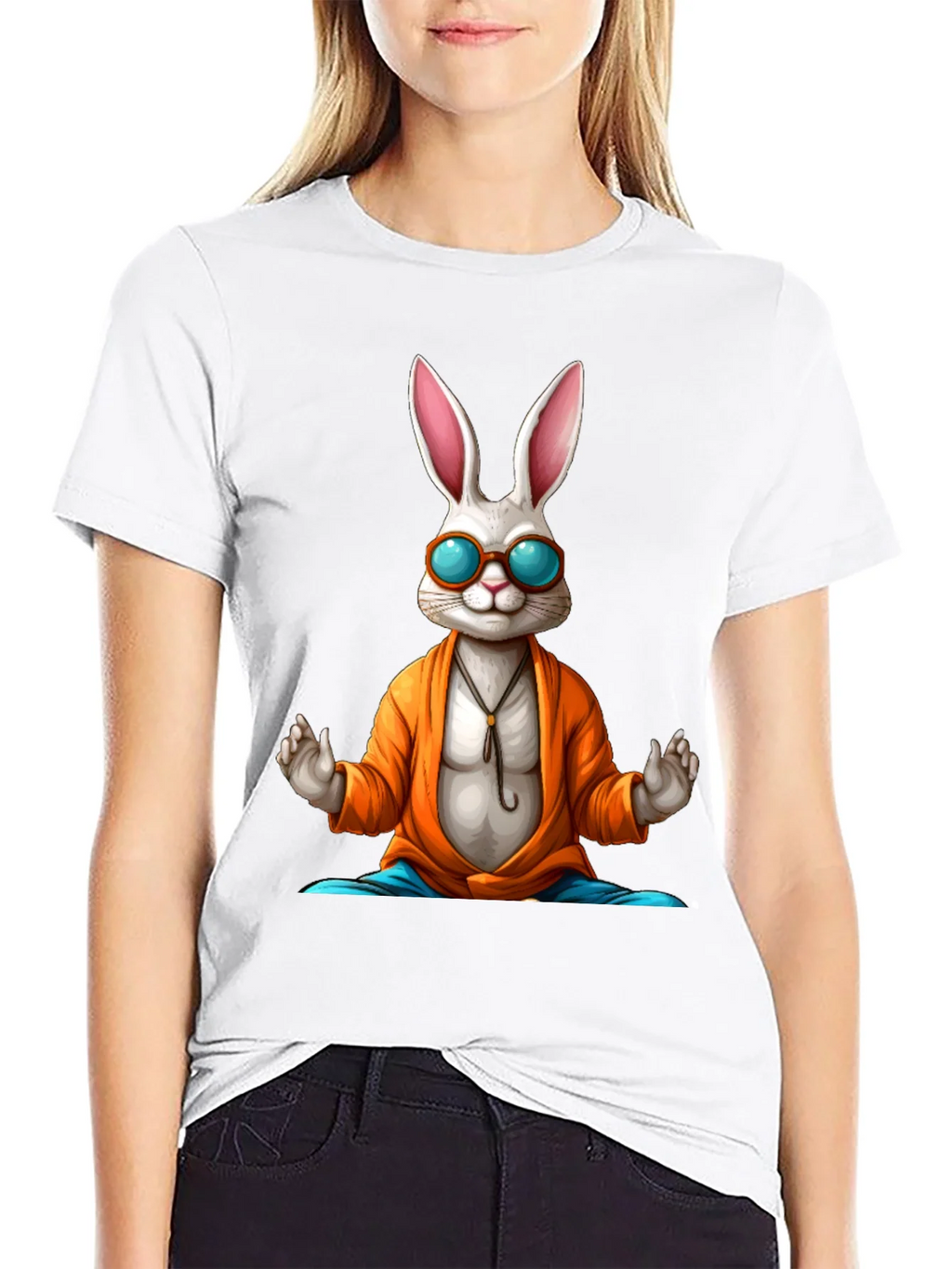 Zen Rabbit Tee - Meditating Hare Graphic T-Shirt product image 1