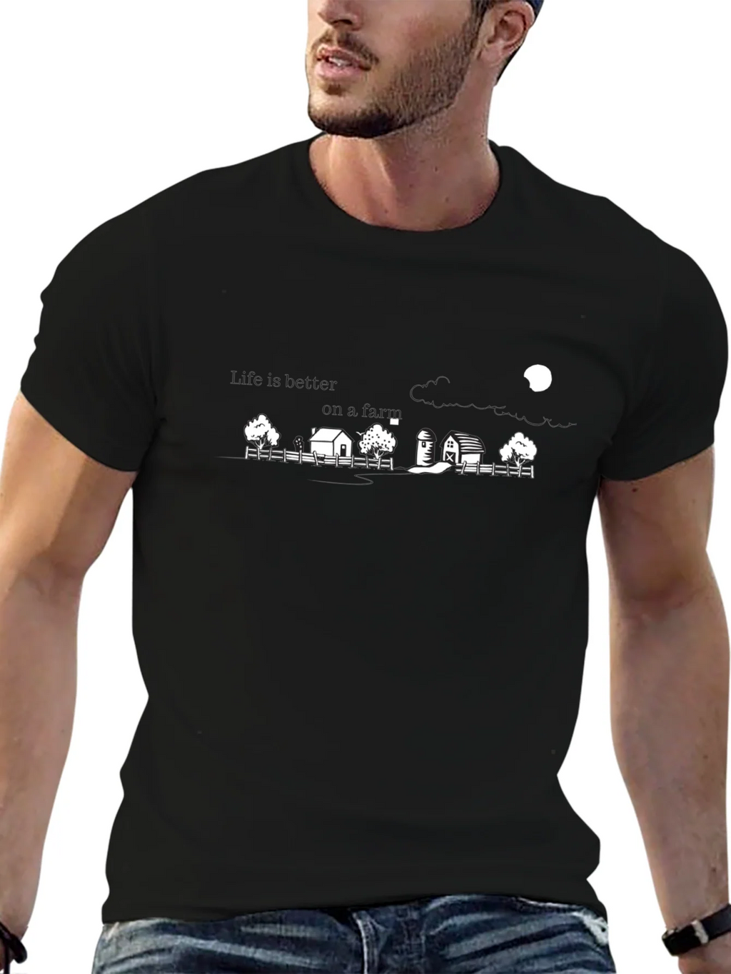 Black Farm Scene Graphic Tee product image 6