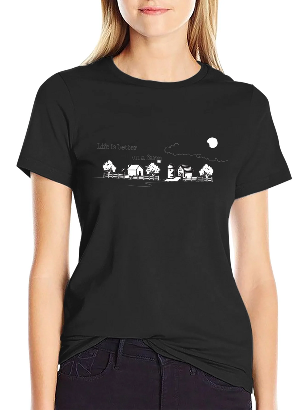 Black Farm Scene Graphic Tee product image 2