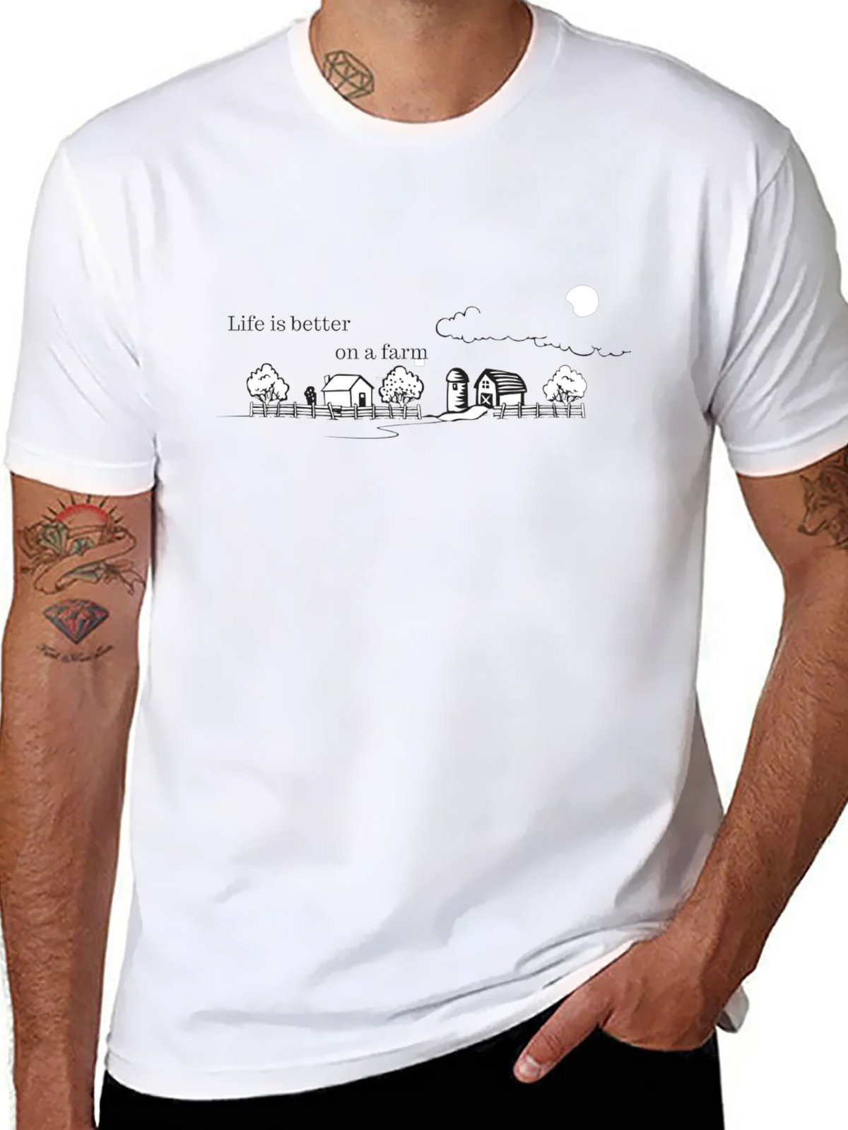 Black Farm Scene Graphic Tee product image 7