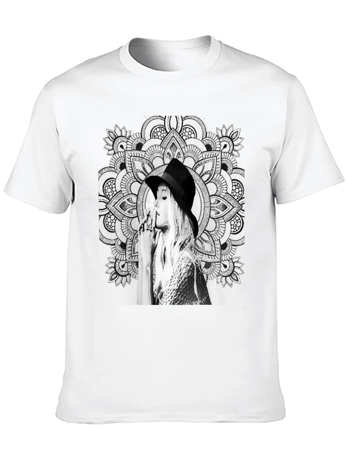 Black Graphic Tee - Mandala Art Woman Portrait product image 9